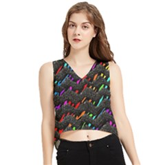 Rainbowwaves V-neck Cropped Tank Top