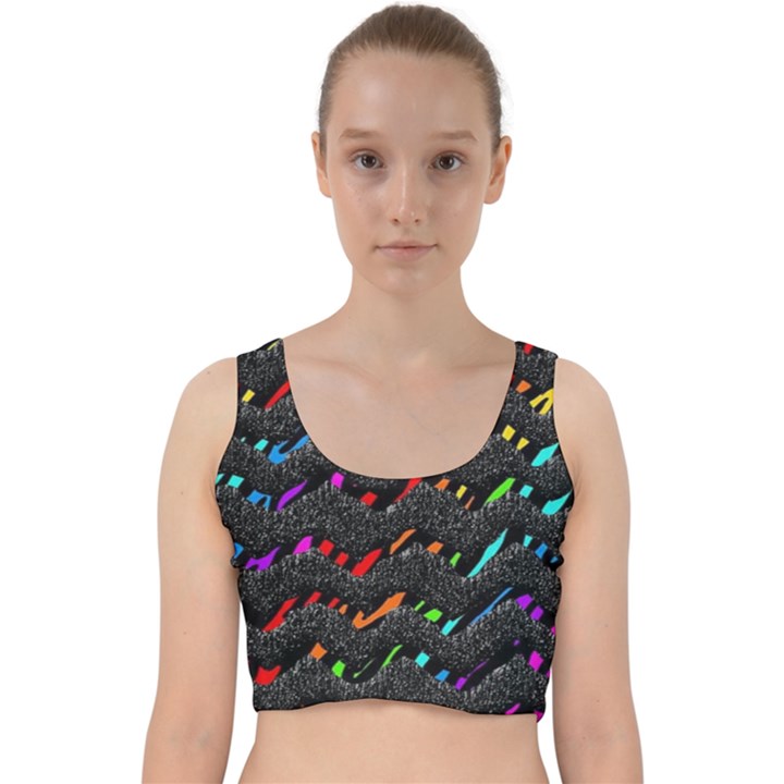 Rainbowwaves Velvet Racer Back Crop Top