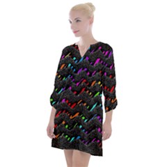 Rainbowwaves Open Neck Shift Dress