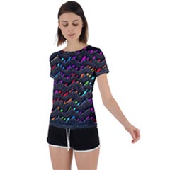 Rainbowwaves Back Circle Cutout Sports Tee