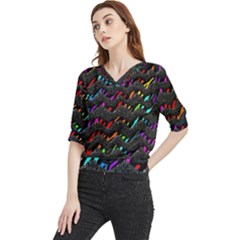 Rainbowwaves Quarter Sleeve Blouse