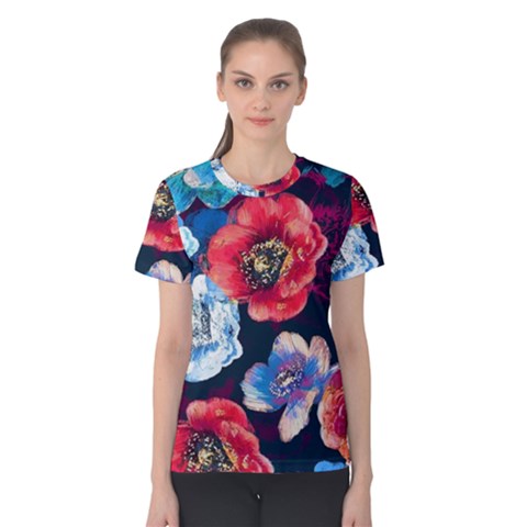 Flowers Pattern Women s Cotton Tee by Sparkle