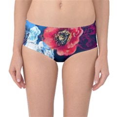 Flowers Pattern Mid-waist Bikini Bottoms