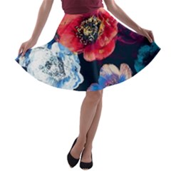 Flowers Pattern A-line Skater Skirt