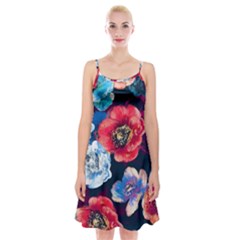 Flowers Pattern Spaghetti Strap Velvet Dress