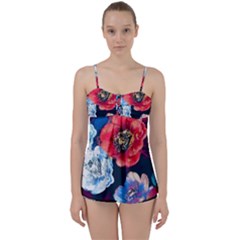 Flowers Pattern Babydoll Tankini Set by Sparkle