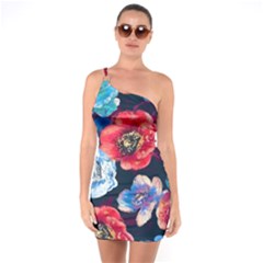 Flowers Pattern One Soulder Bodycon Dress by Sparkle