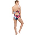 Flowers Pattern Frilly One Shoulder Swimsuit View2