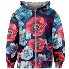 Flowers Pattern Kids  Zipper Hoodie Without Drawstring by Sparkle