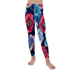 Flowers Pattern Kids  Lightweight Velour Leggings by Sparkle