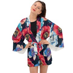 Flowers Pattern Long Sleeve Kimono by Sparkle