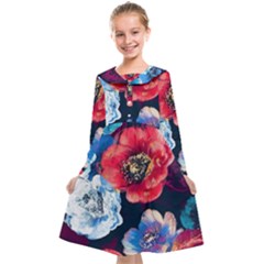 Flowers Pattern Kids  Midi Sailor Dress by Sparkle