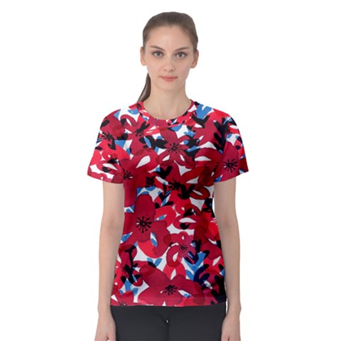 Handpaint Flowers Women s Sport Mesh Tee by Sparkle