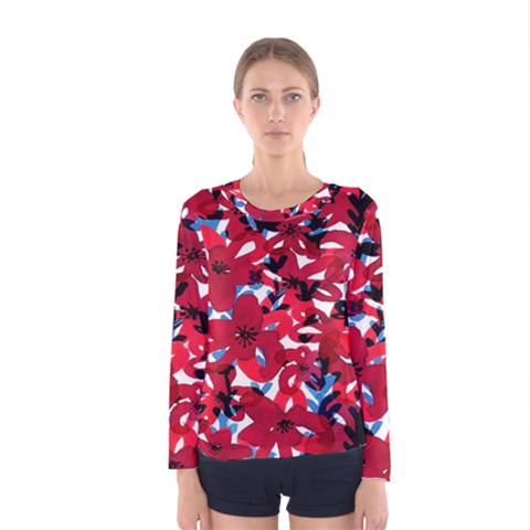 Handpaint Flowers Women s Long Sleeve Tee by Sparkle