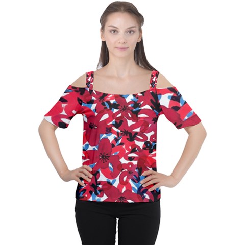 Handpaint Flowers Cutout Shoulder Tee by Sparkle