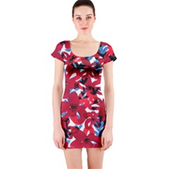 Handpaint Flowers Short Sleeve Bodycon Dress by Sparkle