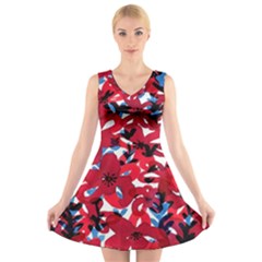 Handpaint Flowers V-neck Sleeveless Dress by Sparkle