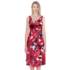 Handpaint Flowers Midi Sleeveless Dress by Sparkle