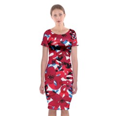 Handpaint Flowers Classic Short Sleeve Midi Dress by Sparkle