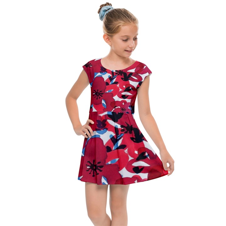 Handpaint Flowers Kids  Cap Sleeve Dress