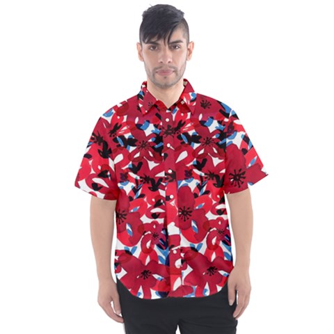 Handpaint Flowers Men s Short Sleeve Shirt by Sparkle