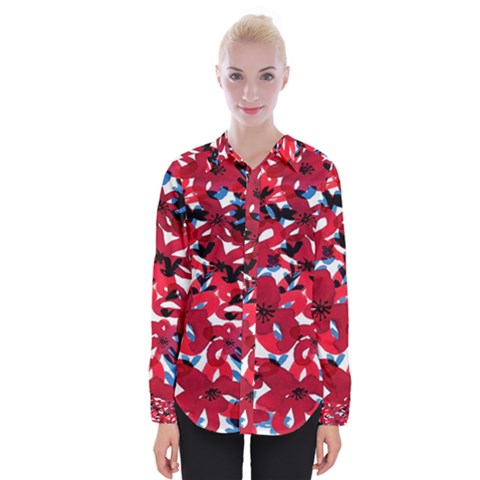 Handpaint Flowers Womens Long Sleeve Shirt by Sparkle