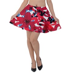 Handpaint Flowers Velvet Skater Skirt by Sparkle