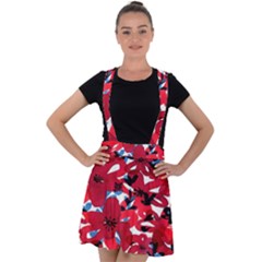 Handpaint Flowers Velvet Suspender Skater Skirt by Sparkle