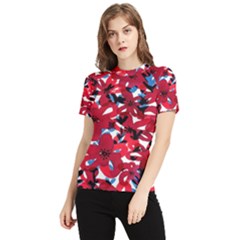 Handpaint Flowers Women s Short Sleeve Rash Guard