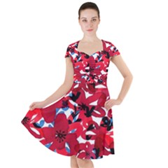 Handpaint Flowers Cap Sleeve Midi Dress by Sparkle