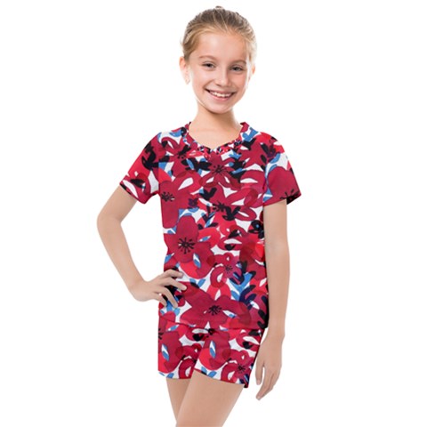 Handpaint Flowers Kids  Mesh Tee And Shorts Set by Sparkle