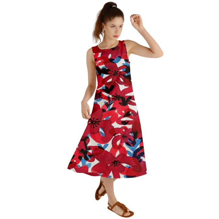 Handpaint Flowers Summer Maxi Dress