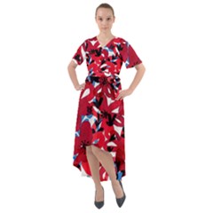 Handpaint Flowers Front Wrap High Low Dress by Sparkle