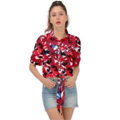 Handpaint Flowers Tie Front Shirt  by Sparkle