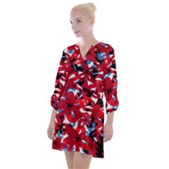 Handpaint Flowers Open Neck Shift Dress