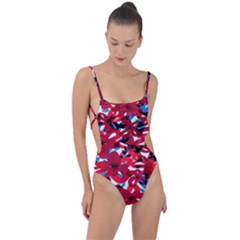 Handpaint Flowers Tie Strap One Piece Swimsuit by Sparkle