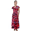 Handpaint Flowers Flutter Sleeve Maxi Dress View1