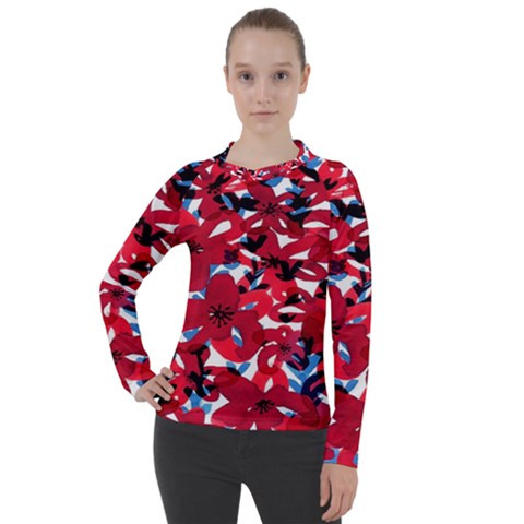 Handpaint Flowers Women s Pique Long Sleeve Tee by Sparkle