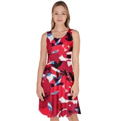 Handpaint Flowers Knee Length Skater Dress With Pockets by Sparkle