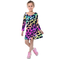 Animal Print Kids  Long Sleeve Velvet Dress by Sparkle