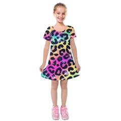 Animal Print Kids  Short Sleeve Velvet Dress by Sparkle