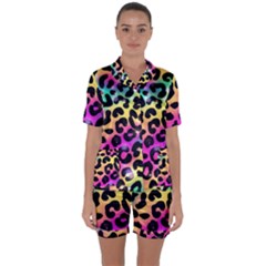 Animal Print Satin Short Sleeve Pyjamas Set by Sparkle