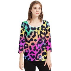 Animal Print Chiffon Quarter Sleeve Blouse