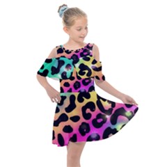 Animal Print Kids  Shoulder Cutout Chiffon Dress by Sparkle