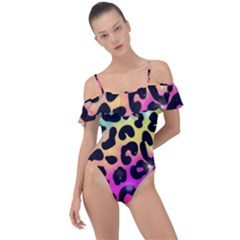 Animal Print Frill Detail One Piece Swimsuit by Sparkle