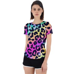 Animal Print Back Cut Out Sport Tee