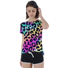 Animal Print Short Sleeve Foldover Tee