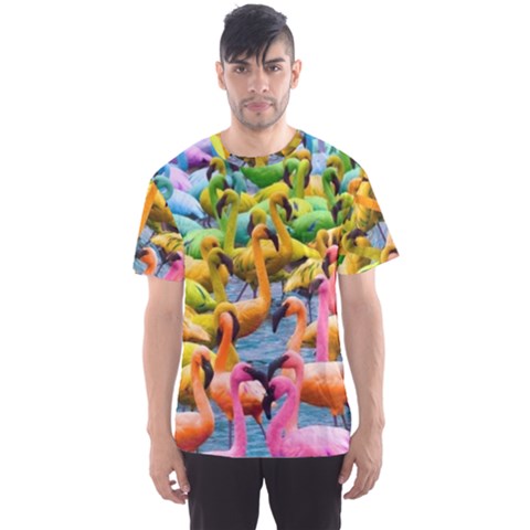 Rainbow Flamingos Men s Sport Mesh Tee by Sparkle