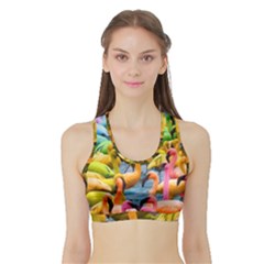 Rainbow Flamingos Sports Bra With Border by Sparkle