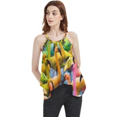 Rainbow Flamingos Flowy Camisole Tank Top